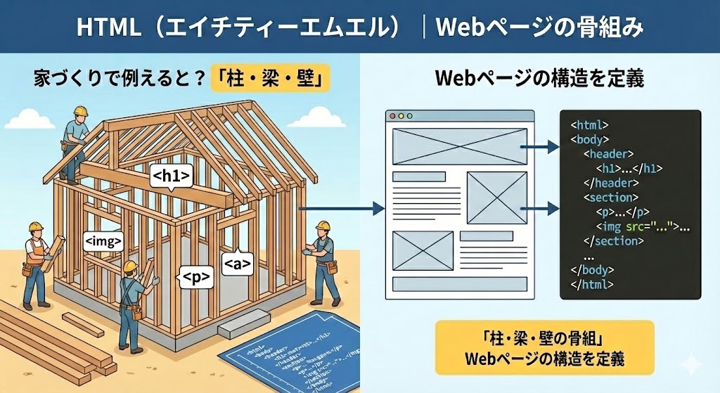 HTML（エイチティーエムエル）｜Webページの骨組み