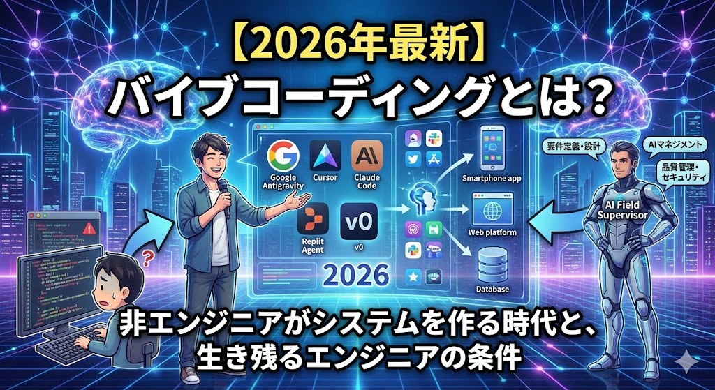【2026年最新】バイブコーディングとは？非エンジニアがシステムを作る時代と、生き残るエンジニアの条件