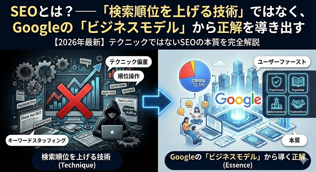 SEOとは？── 「検索順位を上げる技術」ではなく、Googleの「ビジネスモデル」から正解を導き出す