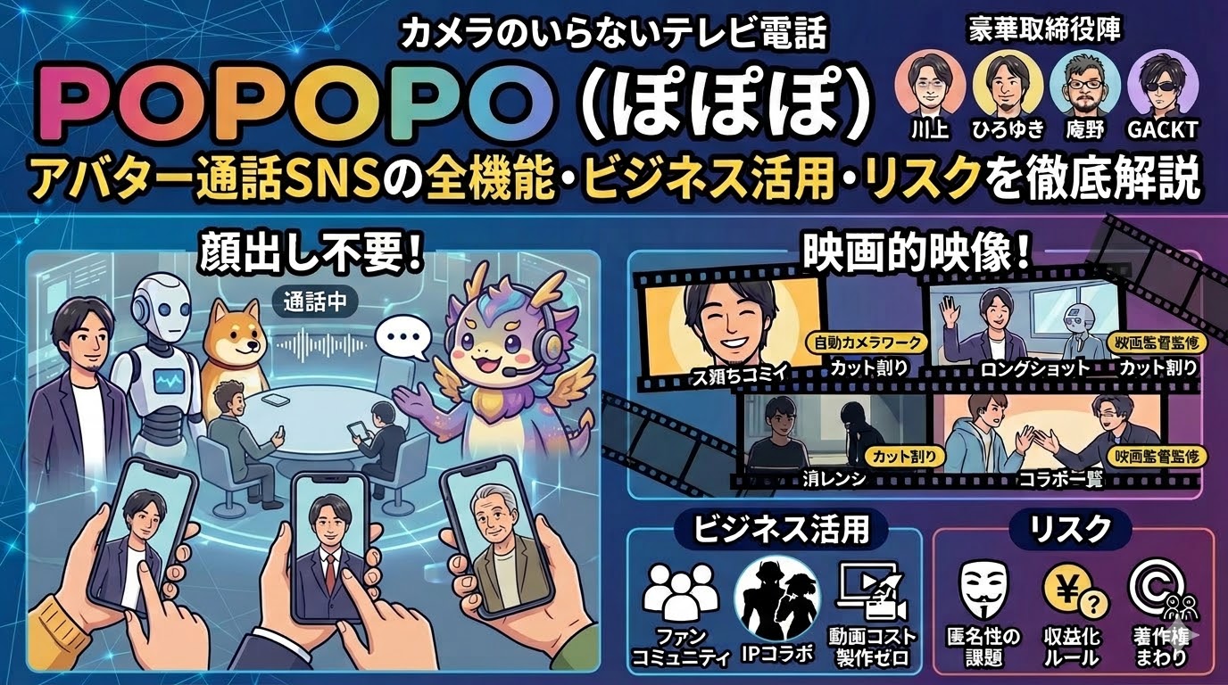 シン・SNS「POPOPO（ぽぽぽ）」とは何か？ アバター通話SNSについて解説します。