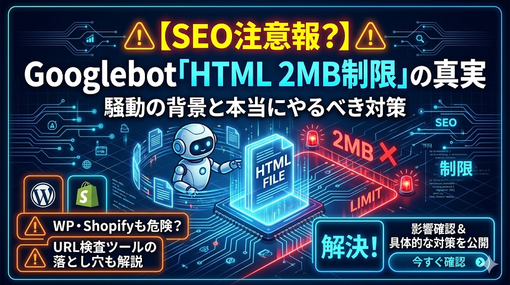 【SEO注意報？】Googlebotの「HTML 2MB制限」の真実。騒動の背景と本当にやるべき対策